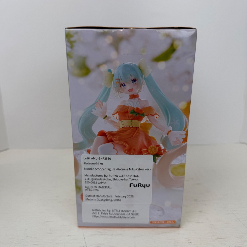 FuRyu Hatsune Miku Noodle Stopper Figure Citrus Ver Vocaloid Orange Dress NEW - Picture 2 of 7